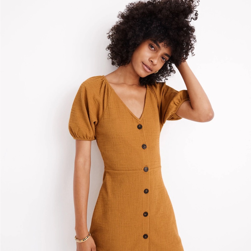 Elegant Mustard Button-Down Dress